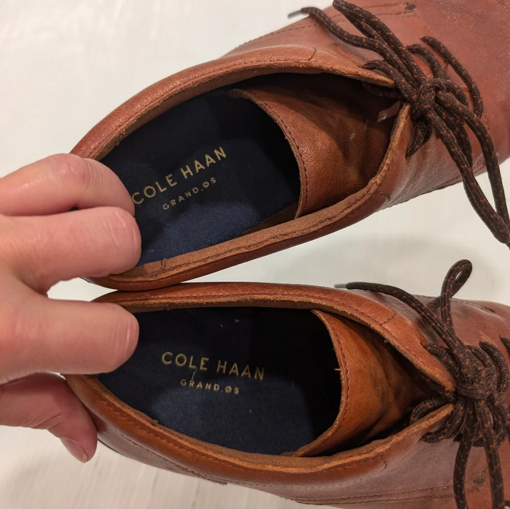 COLE HAAN Grand OS men's brown leather oxford loafers size 12